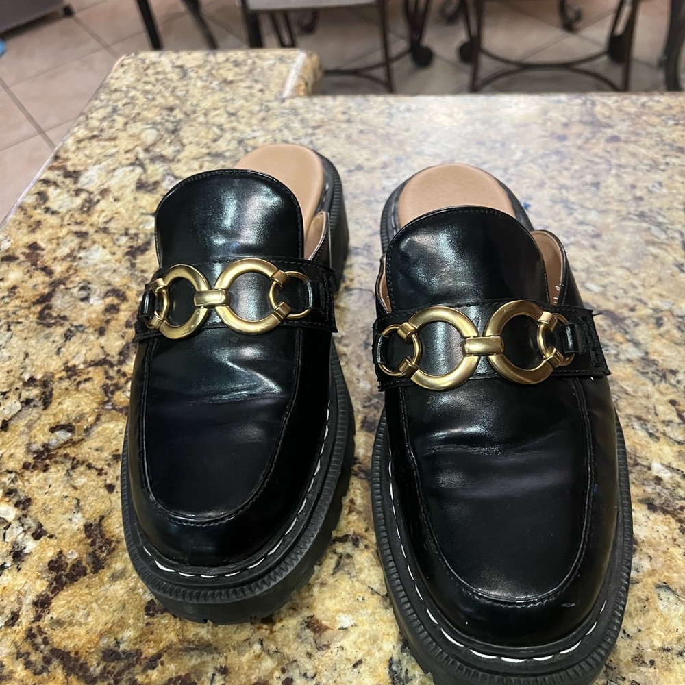 Circus by Sam Edelman Black Mules with Gold Accent